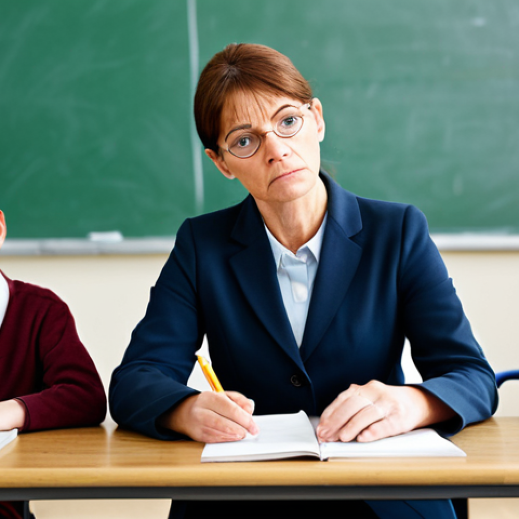 Overburdened Special Education Teacher**

"A dedicated special education teacher, fully clothed in professional attire, looking concerned while surrounded by a diverse group of students in a classroom. The classroom is modestly furnished but shows signs of being under-resourced. The teacher is attempting to assist multiple students simultaneously, with a pile of paperwork on the desk. Soft, natural lighting. Focus on the teacher's empathetic expression. Perfect anatomy, correct proportions, well-formed hands. safe for work, appropriate content, professional, modest, family-friendly, high quality."

**