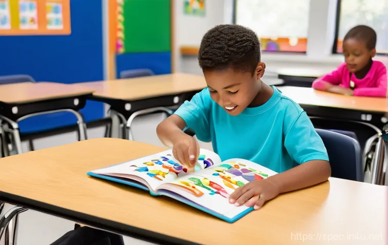 특수교육과 유니버설 디자인 - **Image Prompt 1: Inclusive Learning Environment**
    A bright, modern elementary school classroom ...