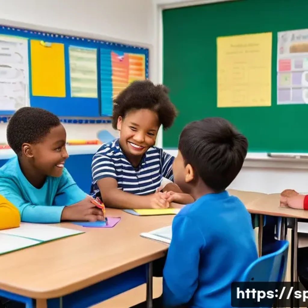 특수교육 법률 - A bright and inclusive classroom scene showing a diverse group of children, including students with ...