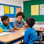 특수교육 법률 - A bright and inclusive classroom scene showing a diverse group of children, including students with ...